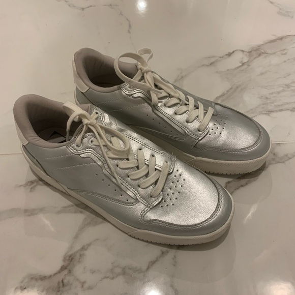 ZARA Silver Lace-Up Sneakers size 41 - Picture 1 of 3